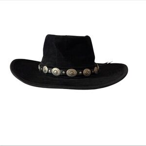 Hatquarters Henschel Black Suede Cowboy Hat Sz S Silver Concho Hatband Western